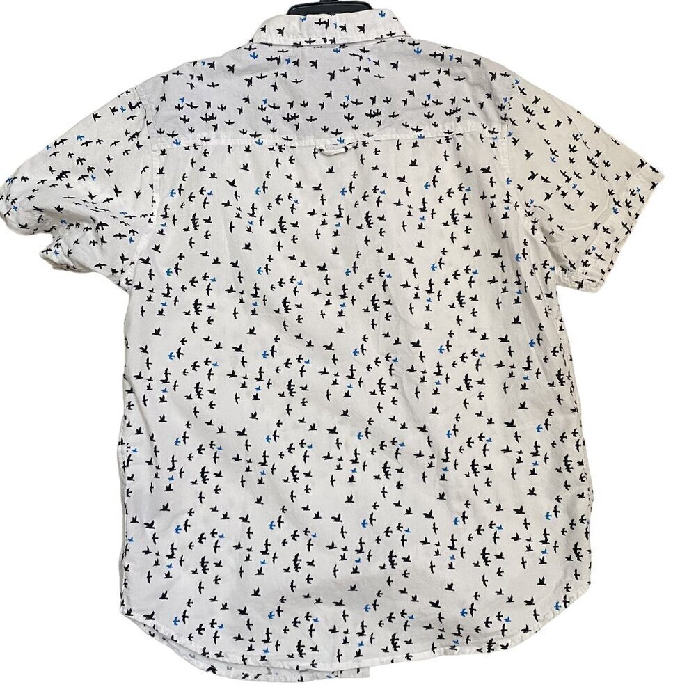 Straight Faded Men's Button Down Cotton Shirt Seagulls Short Sleeve Size Medium - Picture 5 of 5